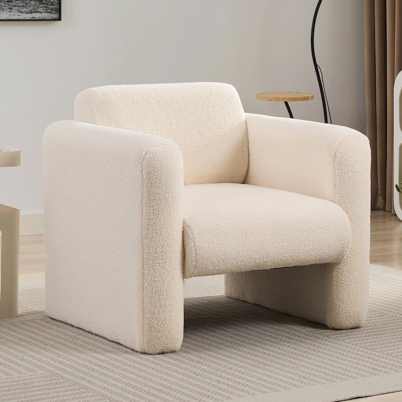 Sherpa Fabric Modern Accent Chair - Cozy Teddy Upholstery