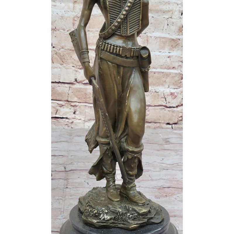 Female Native American Indian Warrior In Feathered Headdress Bronze Statue Sculpture Figure