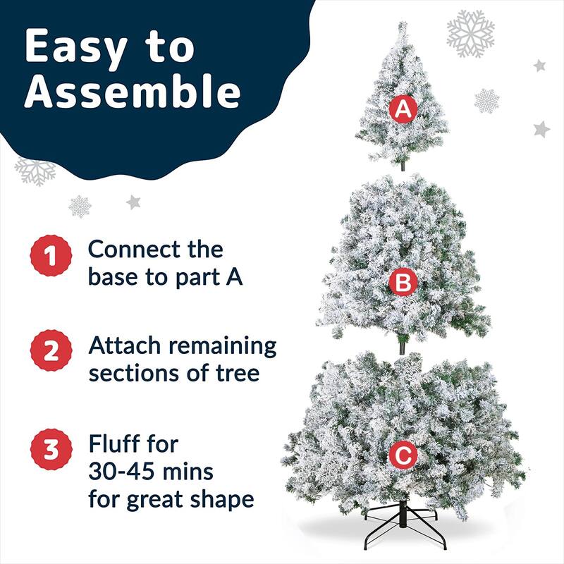 6ft Premium Snow Flocked Artificial Christmas Tree w/ 850 Branch Tips