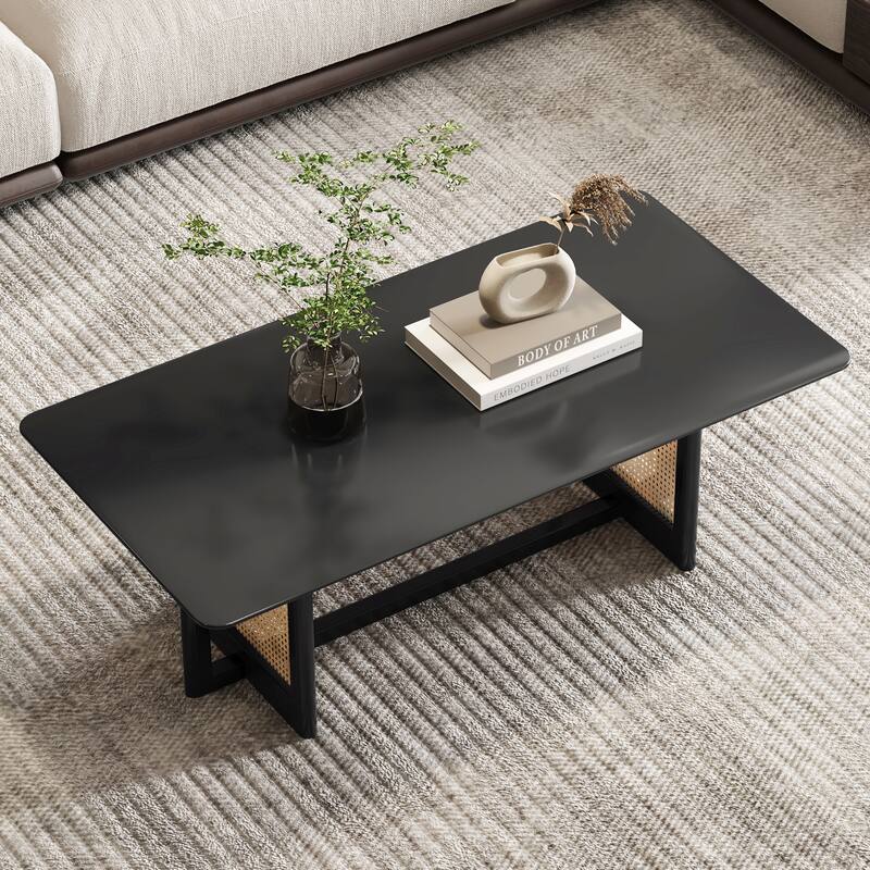 rattan and solid wood coffee table dining table