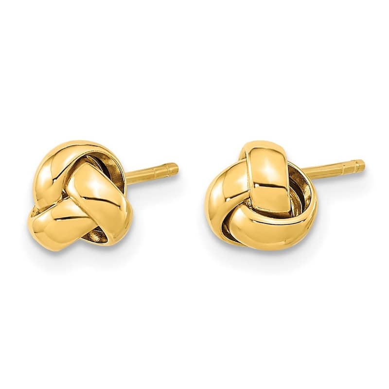 Curata 10k Yellow or Rose Gold 6.5mm Polished Love Knot Post Earrings