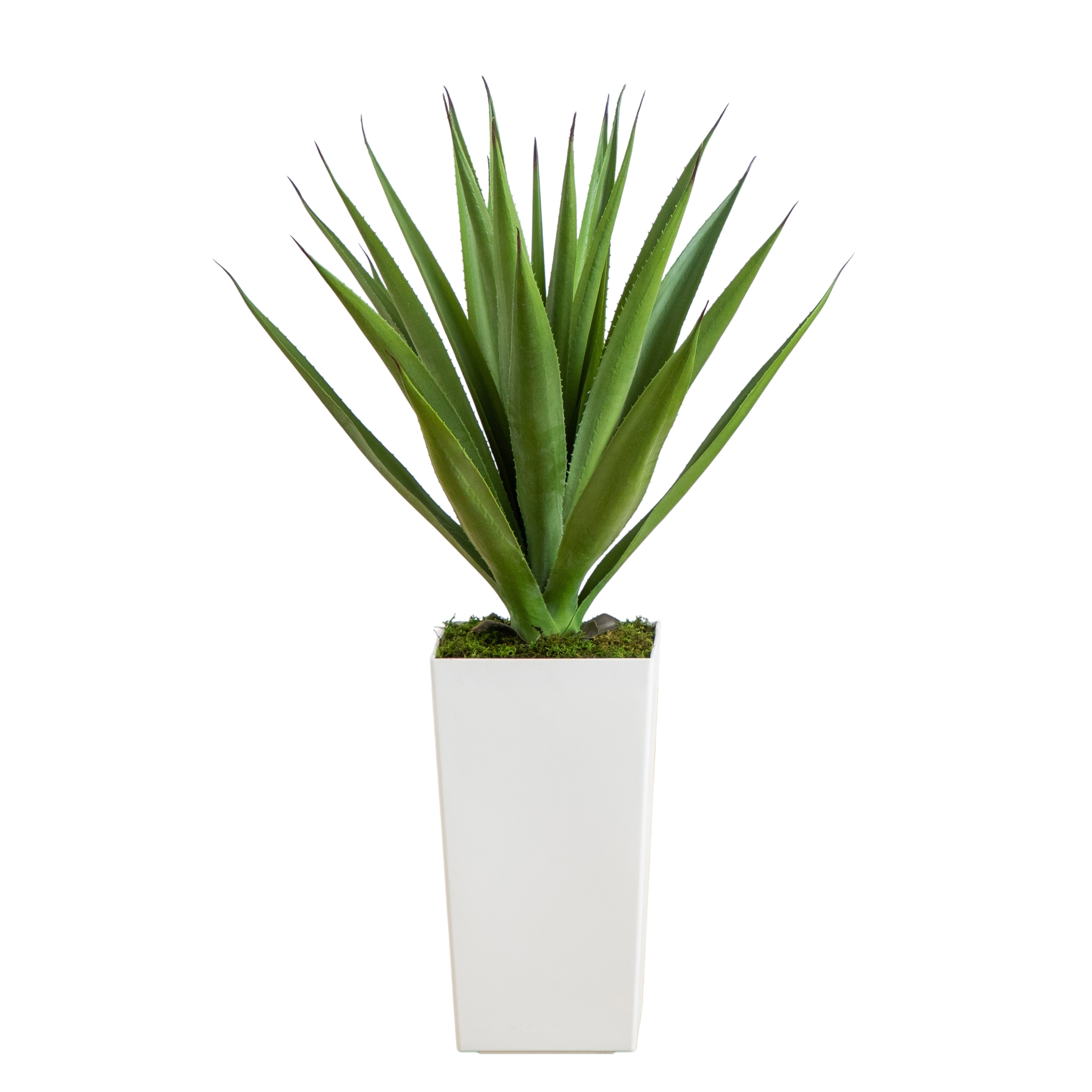 27-in UV Resistant Artificial Agave Plant in White Tower Planter