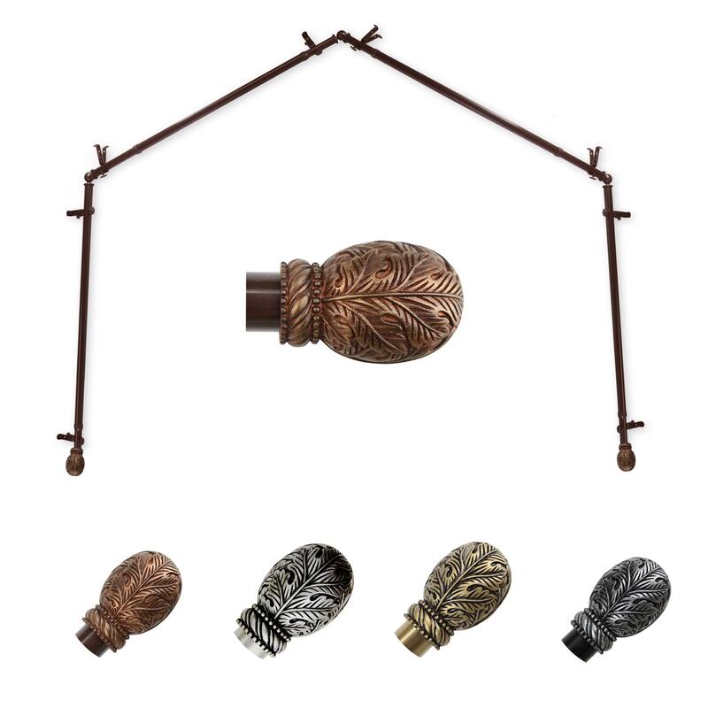 Gothic Glamour Curtain Rods - Adjustable Telescoping Rods & Finials - Home Decor Hardware Set - M