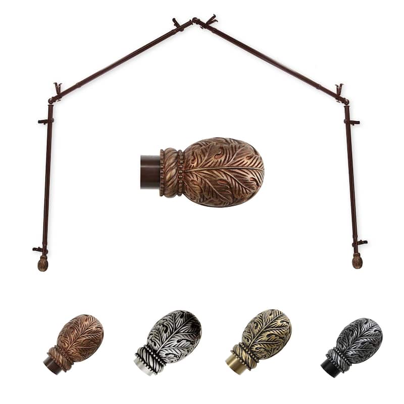 Gothic Grace Curtain Rods & Hardware - Adjustable Telescoping Rods, Unique Finials, Double Rod Option - M