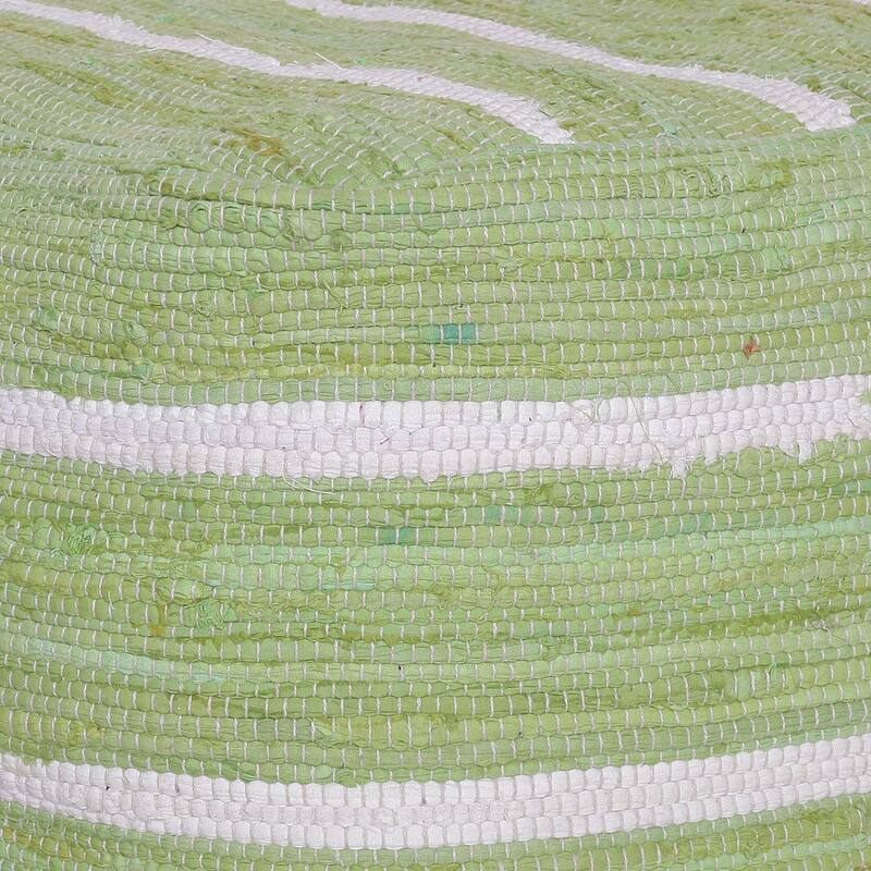 Striped Square Pouf Ottoman - 18" - Green and White