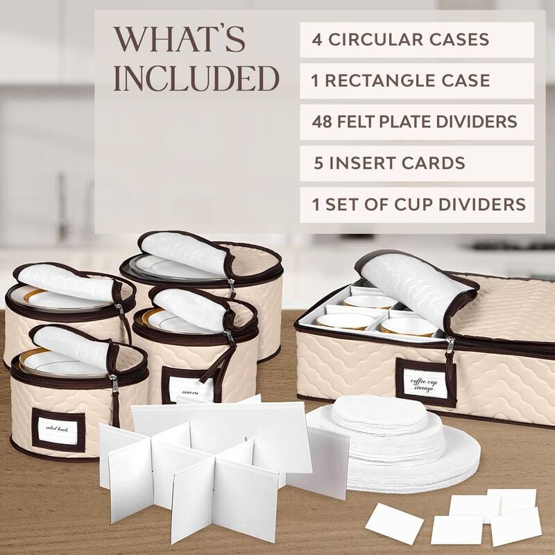 Dinnerware Storage Organizer 5-Piece Set for Fine China,Tableware Cups