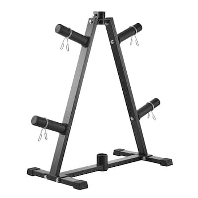 Black Metal Barbell Rack with 300lbs Capacity & Compact Design - 36.6x16.54x34.1inch