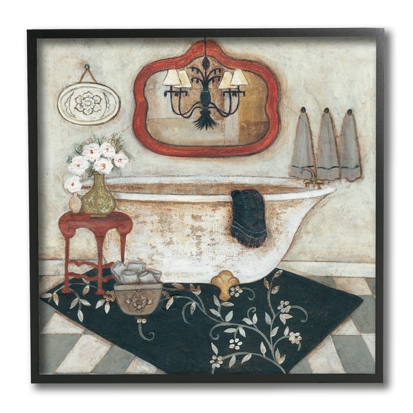 Shop Stupell Industries Bathroom Interior Soft Vintage Home Charm Framed Wall Art 12 X 12 Overstock 32551105