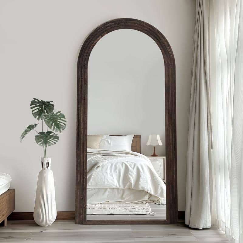 Classic Arched Solid Wood Framed Full Length Mirror - 71"x35"