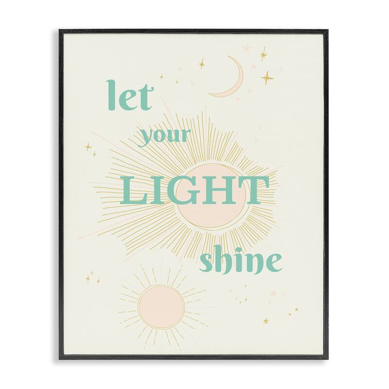 Stupell Let Your Light Shine Framed Giclee Art Design By Sweet Melody Designs - 11 x 14 - Black