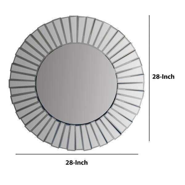 28 Inch Round Floating Wall Mirror with Mirrored Frame Work - 18 H x 12 ...