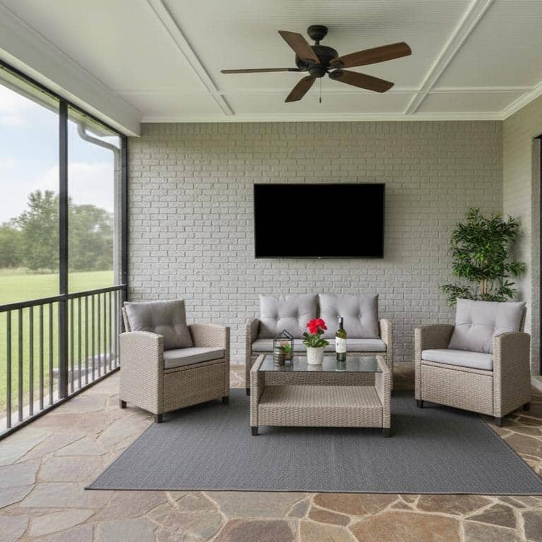 M4H Versailles 4-Piece Wicker Sectional Outdoor Conversation Set