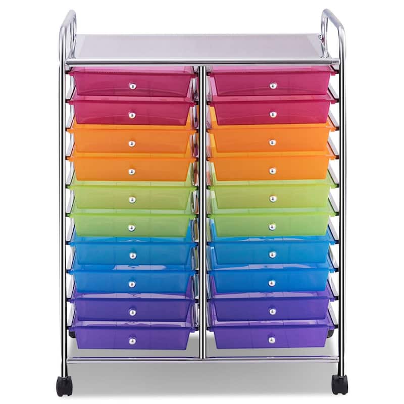 Gymax Office Rolling Cart 20 Storage Drawers Scrapbook Paper Studio