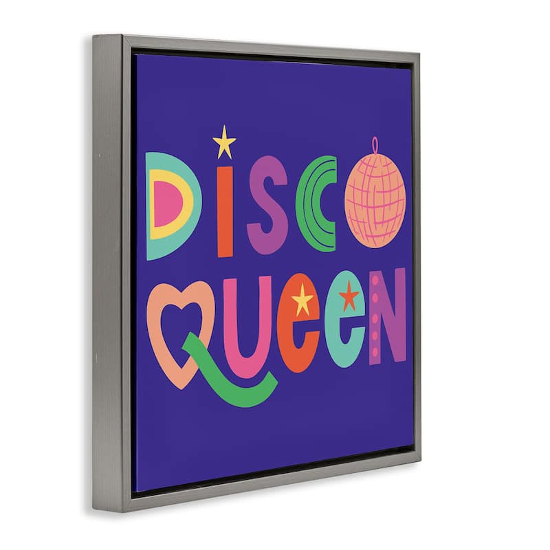 Stupell Disco Queen with Retro Letters Framed Floater Canvas Wall Art Design By Sazerelli Designs