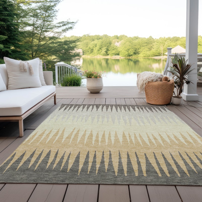 Machine Washable Indoor/ Outdoor Chantille Ombre Contemporary Rug - Taupe - 10' x 14'