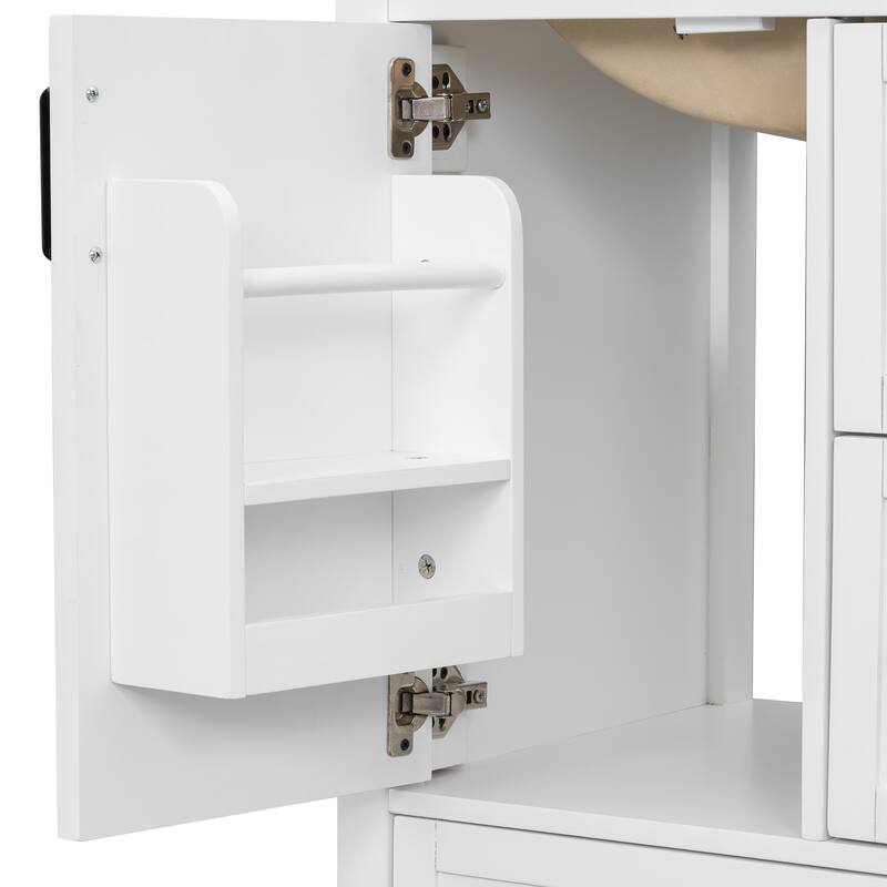 Modern 24" Bathroom Vanity with Ceramic Sink - Soft-Close Door with Double Shelf, 3 Drawers,for Small Spaces