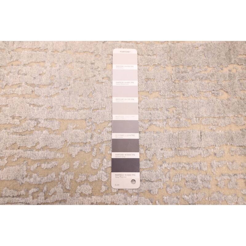 ECARPETGALLERY Hand-knotted Legacy Light Grey Silk, Wool Rug - 2'4 x 10'0