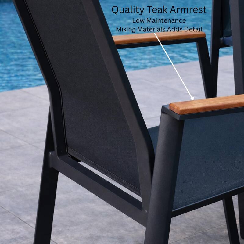 Bernini Dark Grey 9-Piece Aluminum Outdoor Dining Set with Sling Set in Smoke Grey - N/A