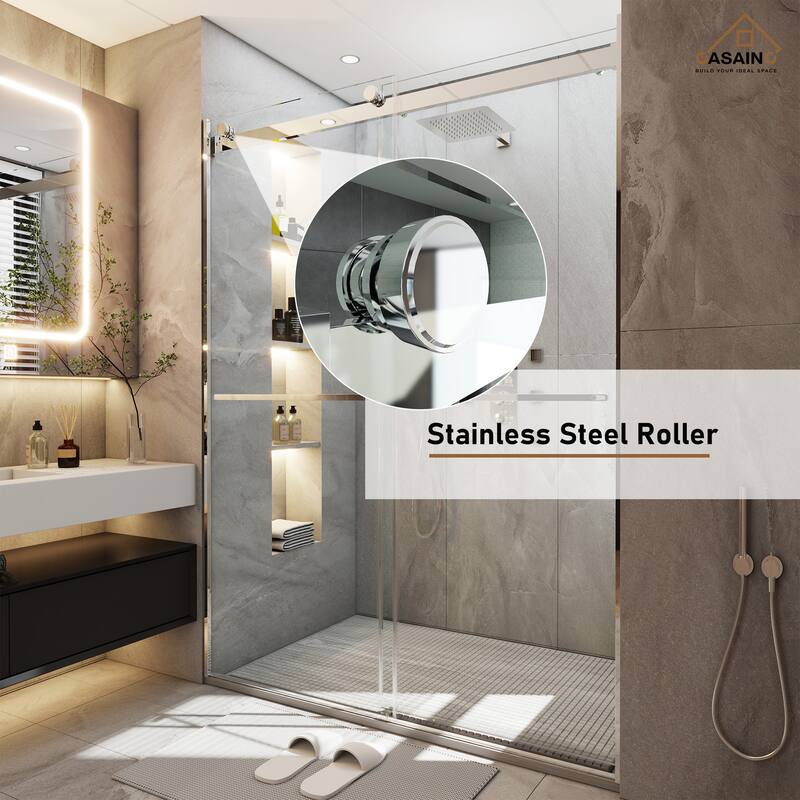 CASAINC 48"*76" Frameless Double Sliding Shower Door