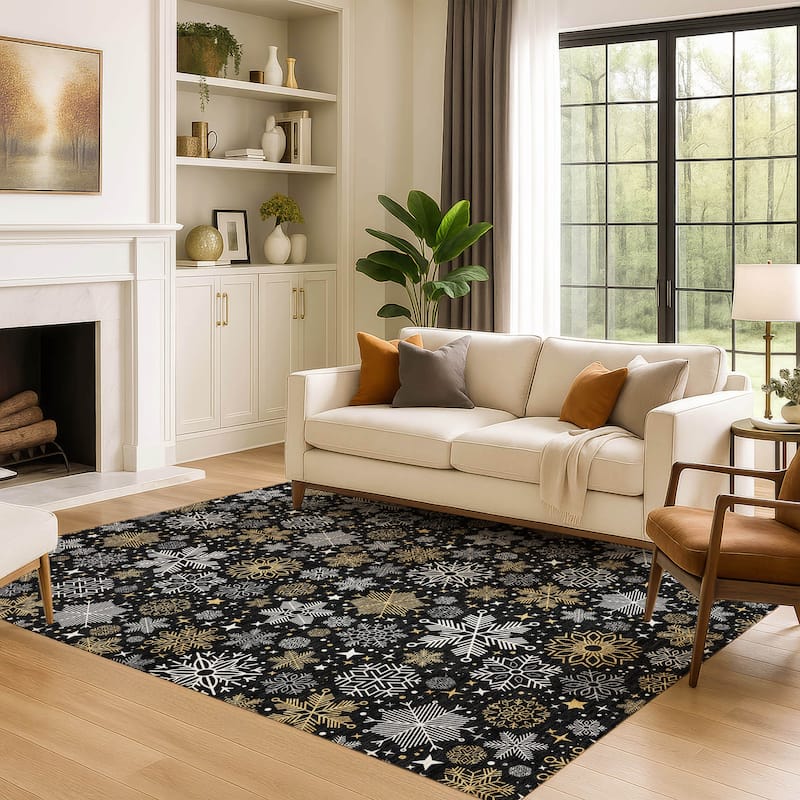 Premium Washable Super Soft Winter Snowflake Mayfield Rug
