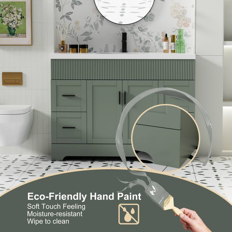 Modern 24/30/36/48" Wave-Line Bathroom Vanity Set with Sink & Faucet