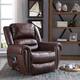 Leather Rivet Power Lift Recliner Chair with Massage and USB Port - Red Brown