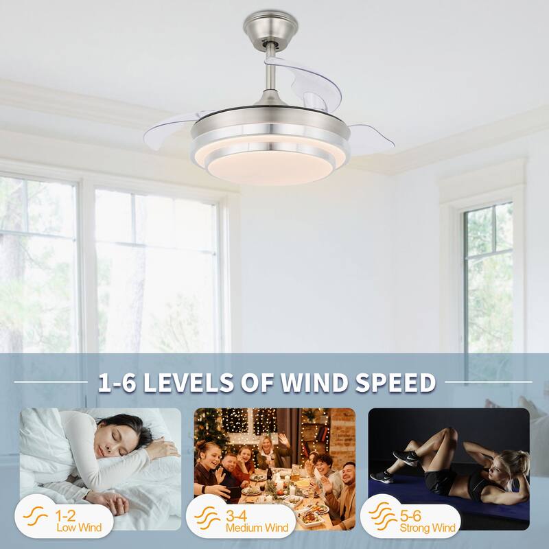 Chichoice Noiseless 36" Ceiling Fan Dimmable LED 3 Color 6 Speeds