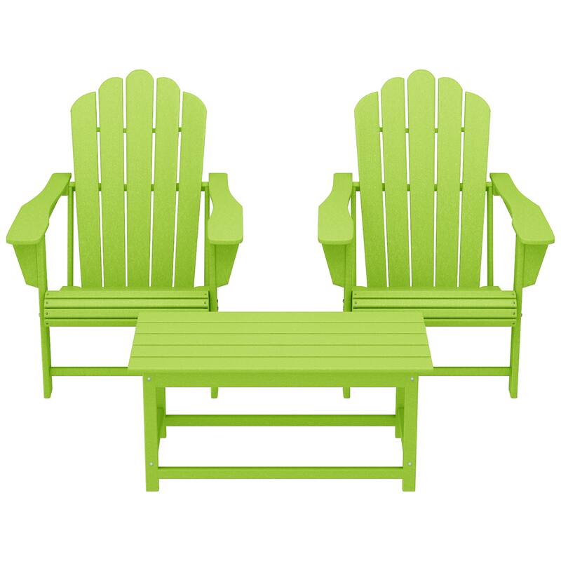 Aderson Outdoor Poly Adirondack Chair Set with Coffee Table - Lime