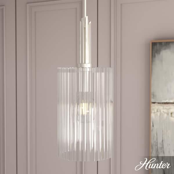 slide 2 of 12, Hunter Gatz 1-Light Pendant - Kitchen Island, Dining Room, Entry - Glam, Contemporary, Transitional 10" - Brushed  Nickel