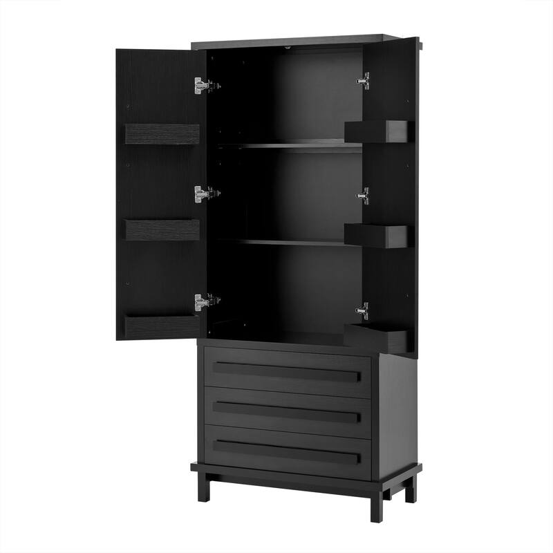 Christopher Knight Home - Linda 70" Kitchen Pantry Cabinet with Adjustable Shelves, 3 Drawers & 6 Door Racks