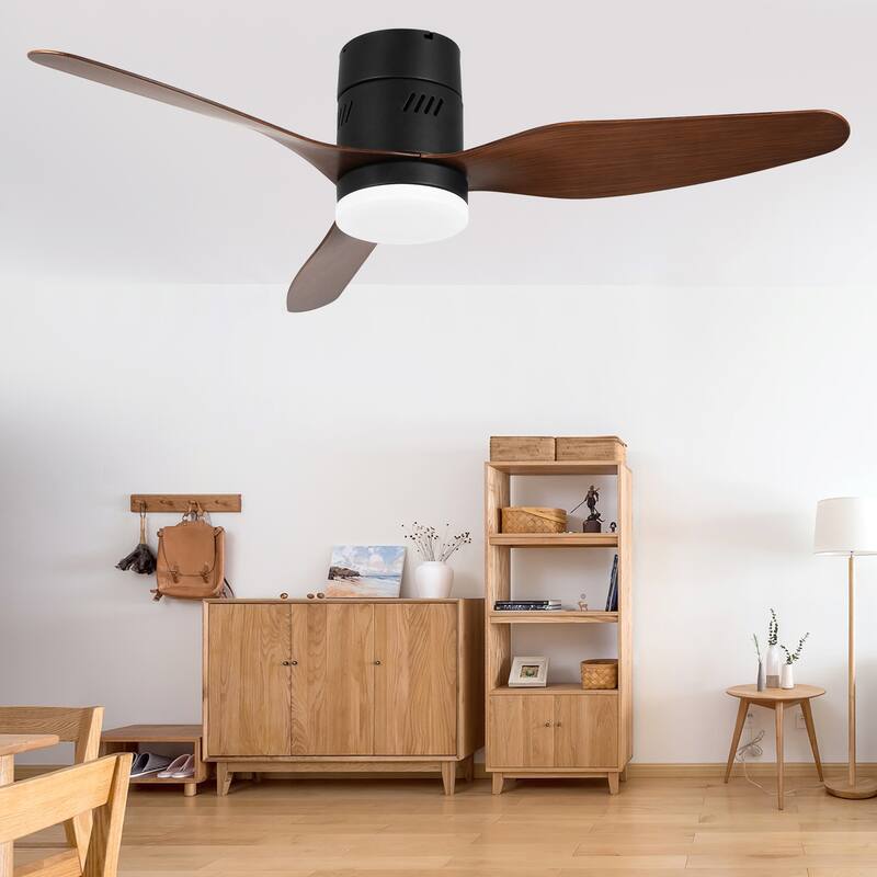 Bella Depot 46" Flush Mount Ceiling Fan with LED Light and Remote 6-Speed Reversible Fan