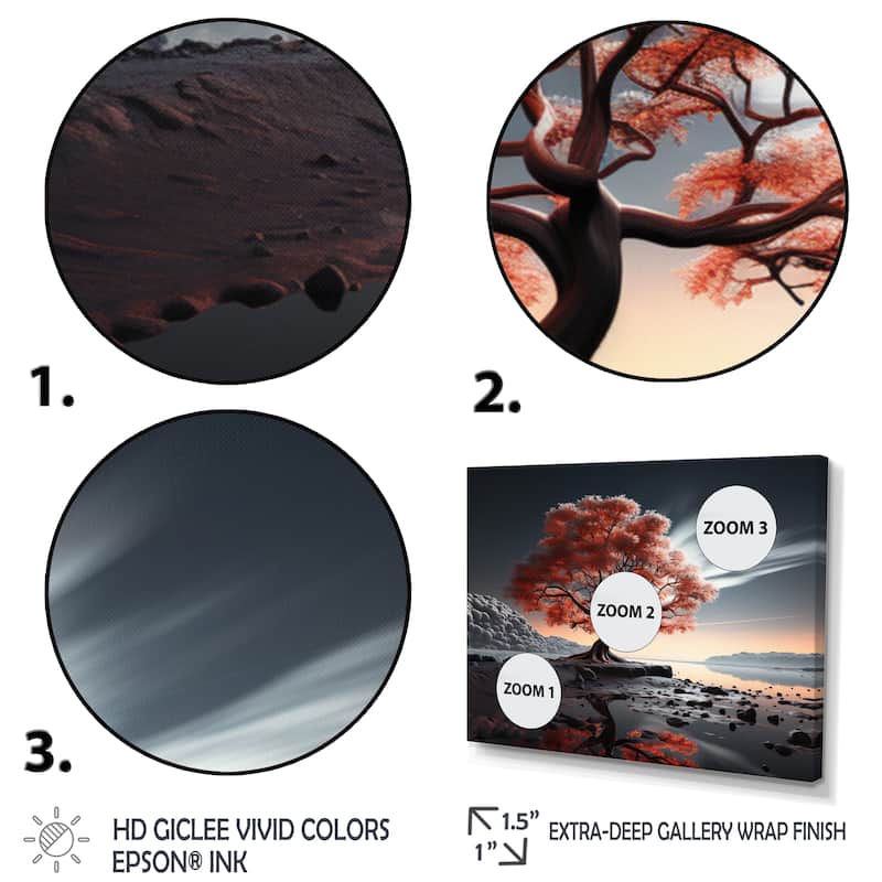 Designart "Tree Monochrome Essence Of Light" Floral Multipanel Canvas Wall Art set