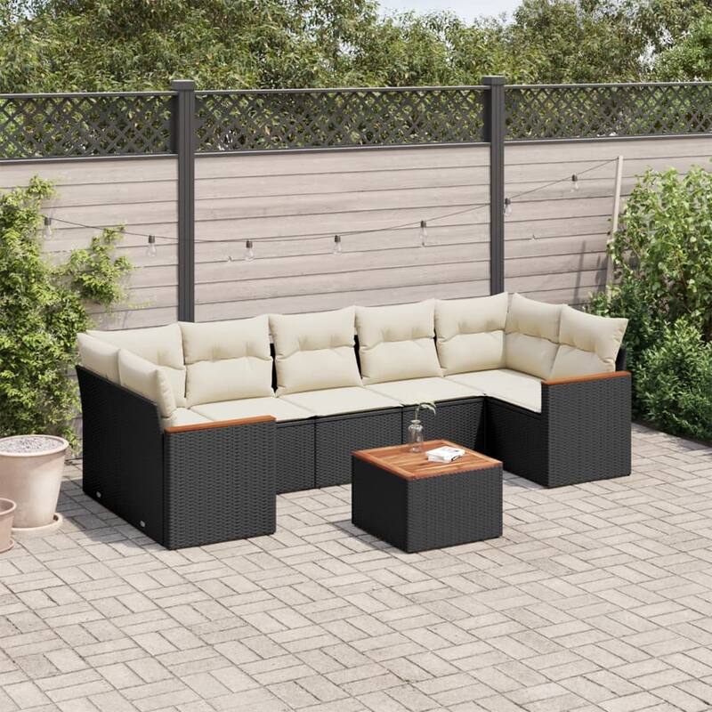 vidaXL Garden Sofa Set Black - 21.7 x 21.7 x 14.6 in