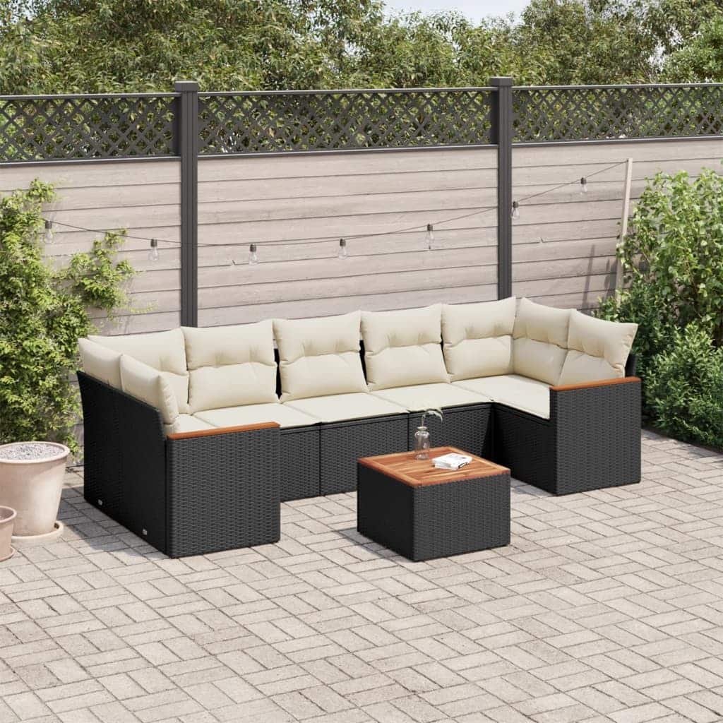 vidaXL Garden Sofa Set Black - 21.7 x 21.7 x 14.6 in