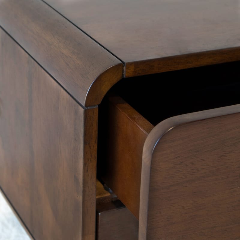 Seamore Mid-Century Modern 2-Drawer Solid Wood Nightstand
