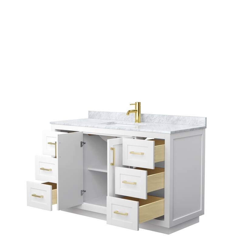 Miranda Single Vanity Set, White Carrara Marble Top, No Mirror