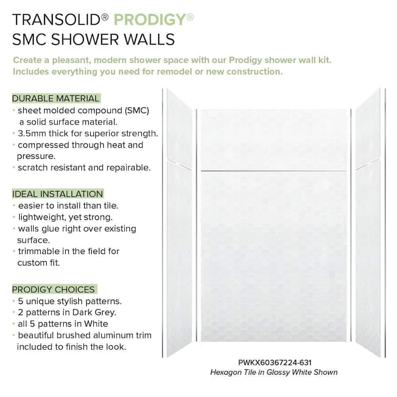 Transolid PWKX60367224 Prodigy 96" H x 60" W x 36" D Three Panel