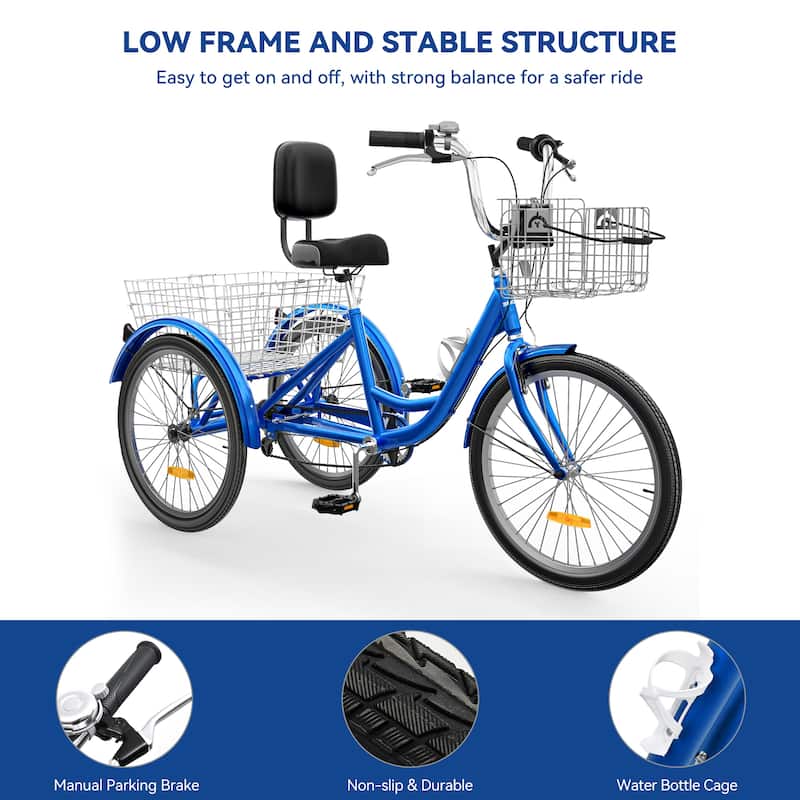 Adult Tricycle 3 Wheel Bikes 7 Speed Trike Bike