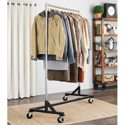 Whitmor Commercial Rolling Garment Z-Rack - Chrome