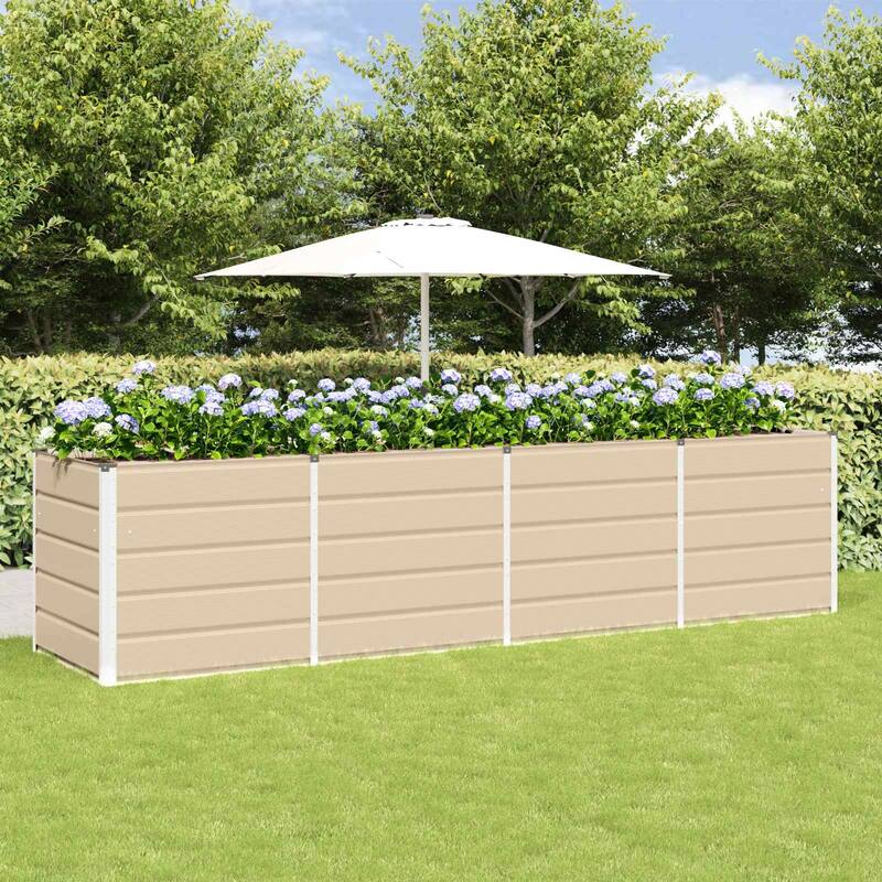 vidaXL Planter in Steel - 62.99 x 31.50 x 17.72 - Off-White - 94.49 x 31.50 x 29.53 in