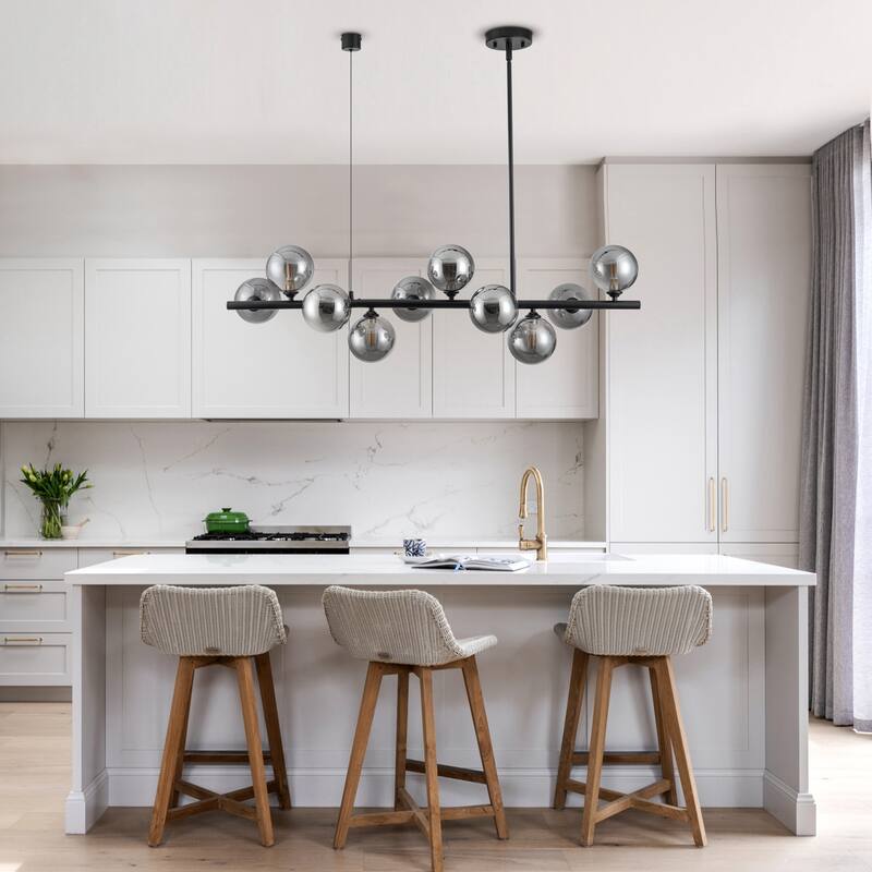 Sputnik chandelier Linear Chandelier with Glass Globes - 10-Light