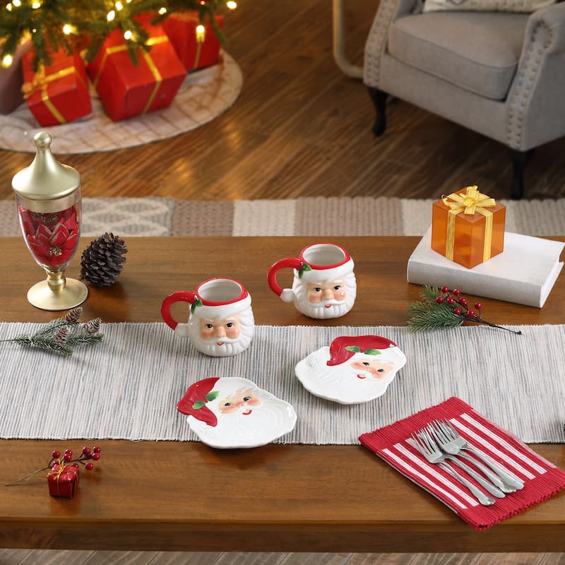 20 oz. Santa Mugs and 8 in. Santa Plates - Set of 4