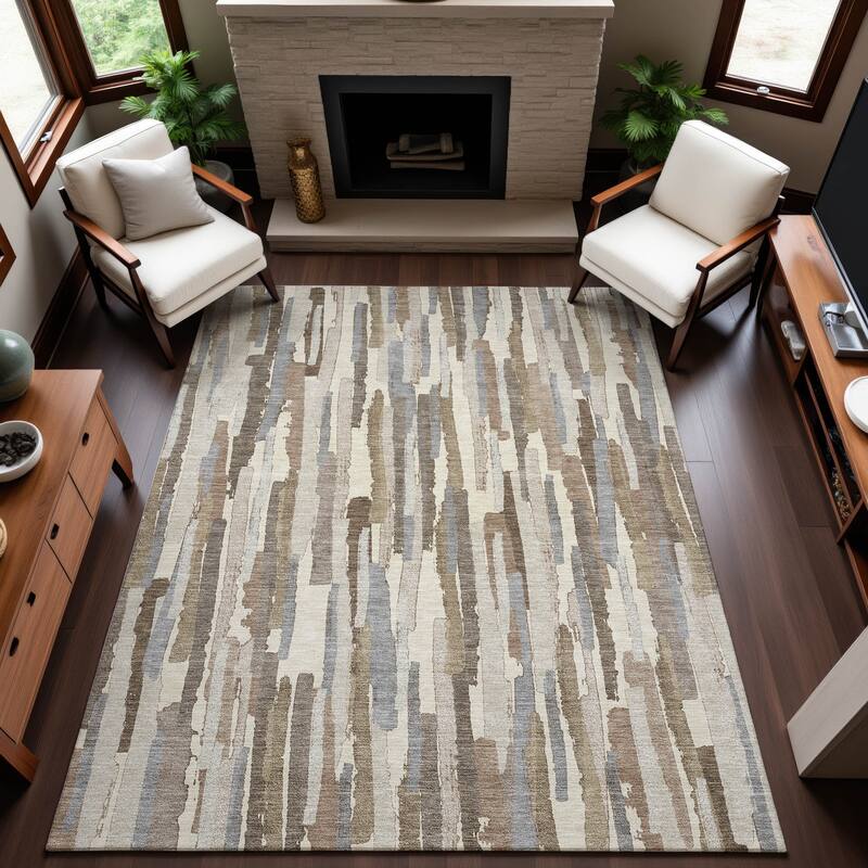 Premium Washable Super Soft Global Stripes Mayfield Rug - Ivory - 5' x 7'6"