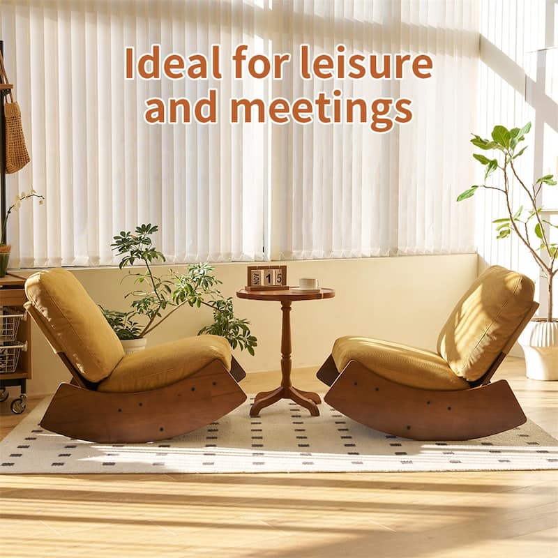 Corduroy Upholstery Rocking Chair with Solid Wood Frame
