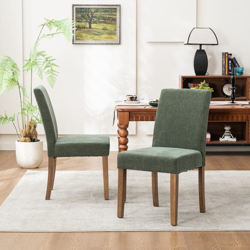 Upholstered Modern Dining Chairs, Linen Fabric Side Chairs Set of 2