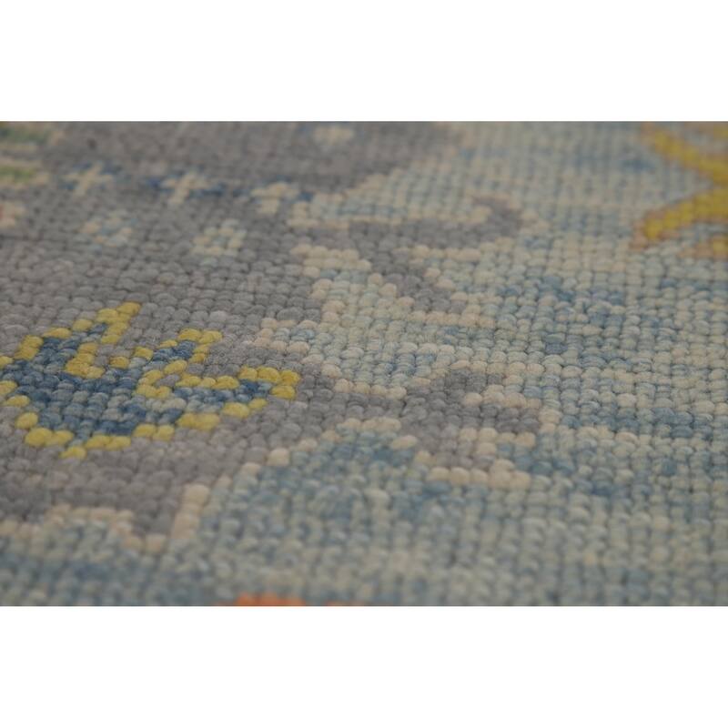 Hand Knotted Oriental 100% Wool Carpet Transitional All-Over Navy Blue & Blues Oushak Area Rug - 11' 4'' X 8' 1''