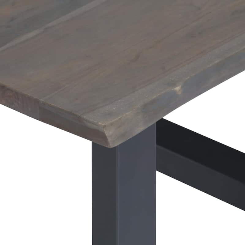 vidaXL Coffee Table Grey Solid Acacia Wood, Powder-Coated Iron 23.6 in - 23.6"x23.6"x15.7" (L x W x H)