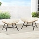 preview thumbnail 17 of 22, FINCATI Outdoor Wicker Ottoman (Set of 2) with Cushions Boho Patio Metal Frame Footrest for Porch, Balconies Beige