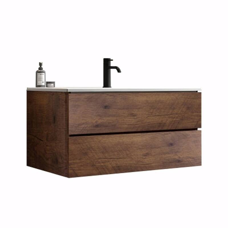 Bathroom Vanity with Ceramic Sink and Single Hole, Large Storage Floating Bathroom Vanity