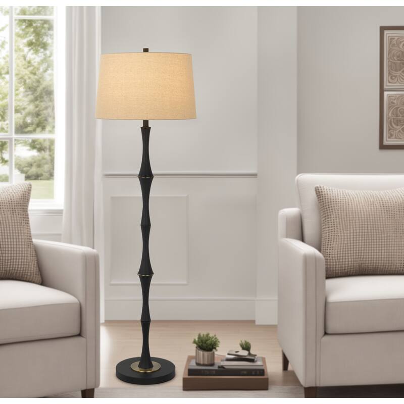 150W 3 way Cohoes metal floor lamp with hardback linen shade - One Size